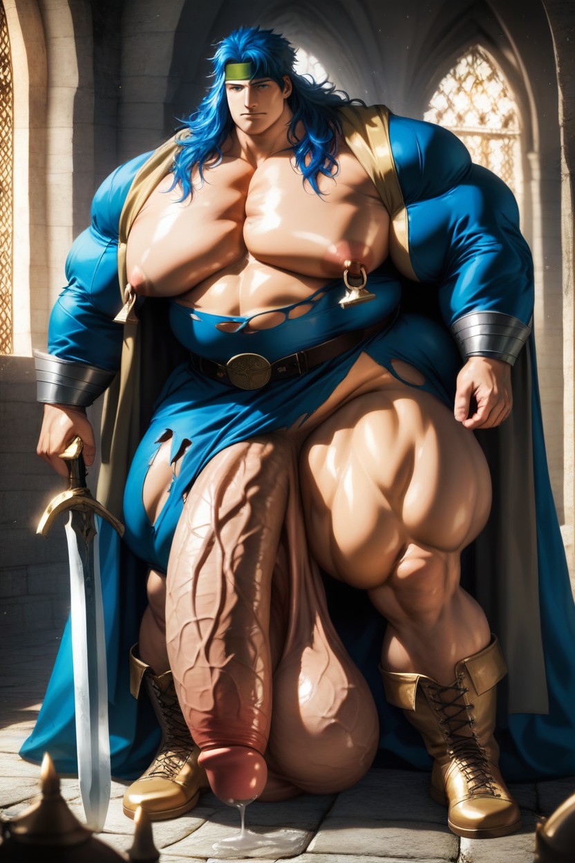 Soft Facial Features, Gigantic Puffy Erect Nipples, Morbidly Obese AI Gay Porn