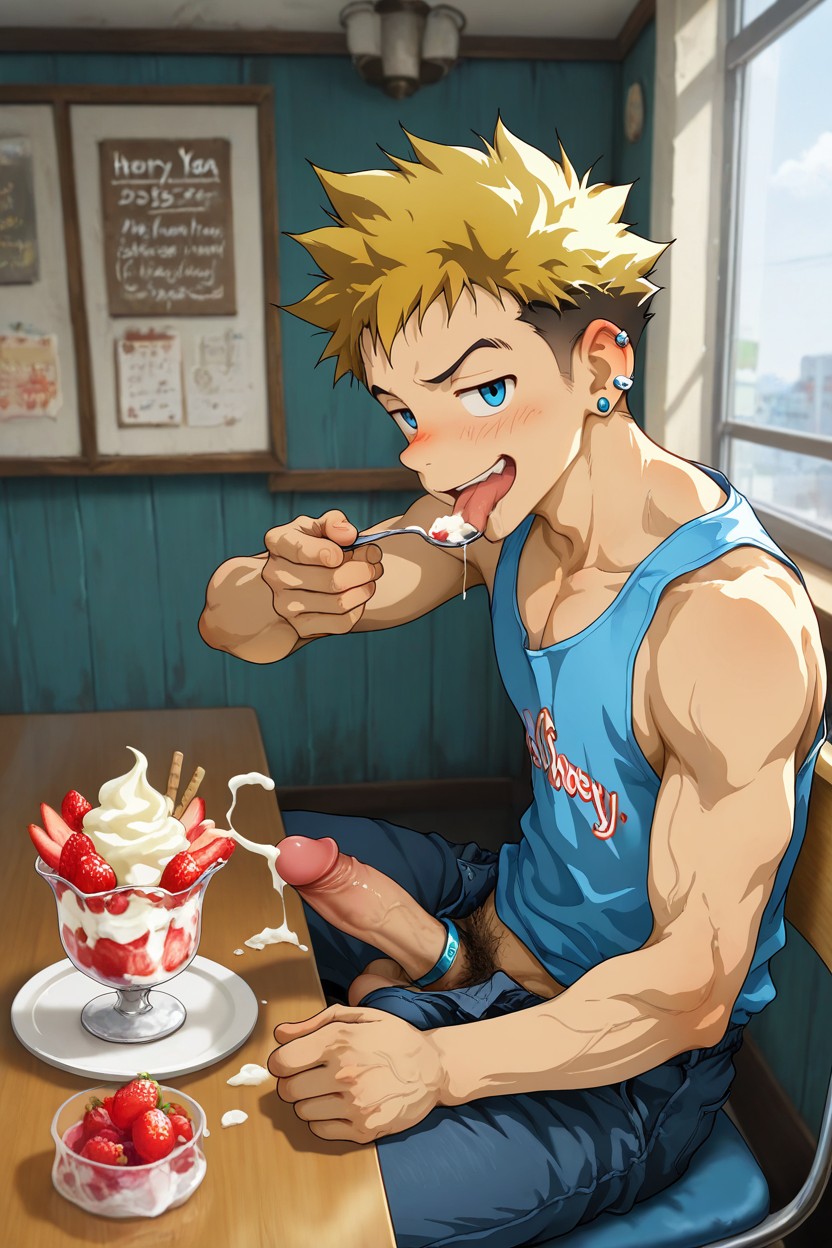 Half Closed Eyes, Smug, Tongue Out AI Gay Porn