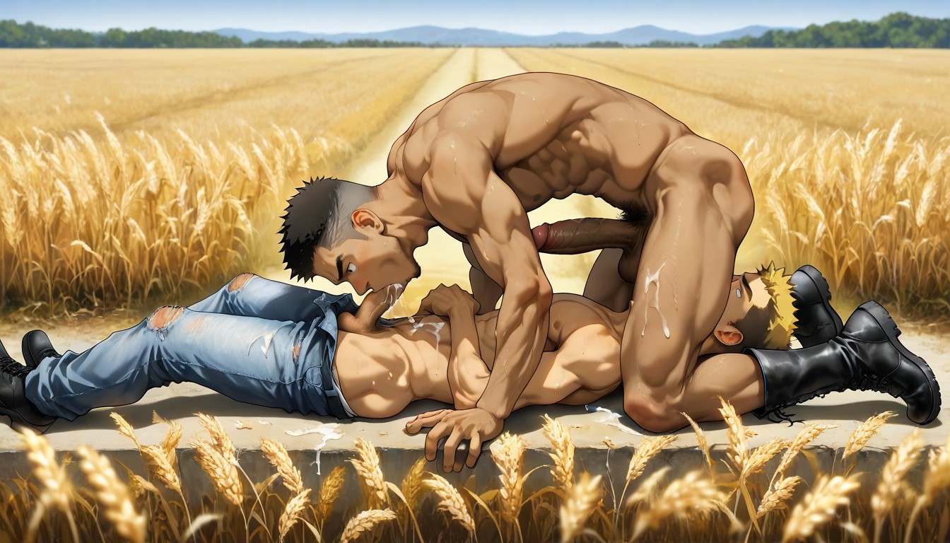 Superior Quality, Cum Puddles, Outdoors AI Gay Porn