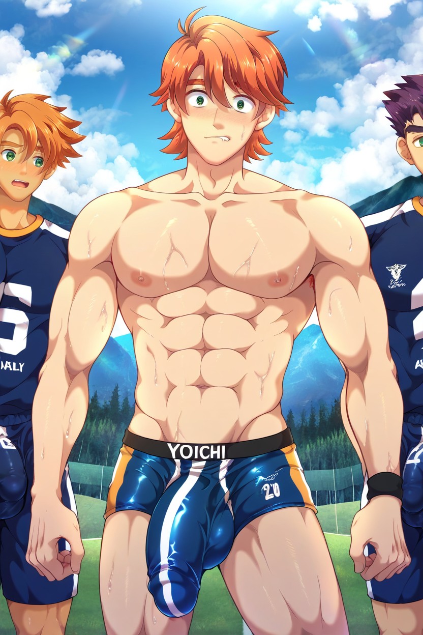 Mikkoukun Art Style, Yoichi Purple Hair, Gigantic AI Gay Porn