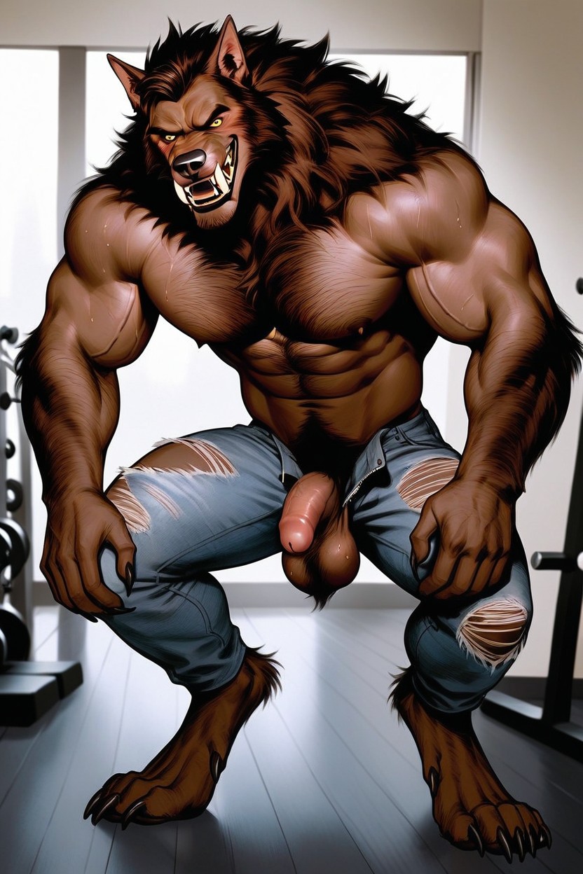 Sharp Teeth, Sharp Teeth, Large Back Muscles AI Gay Porn