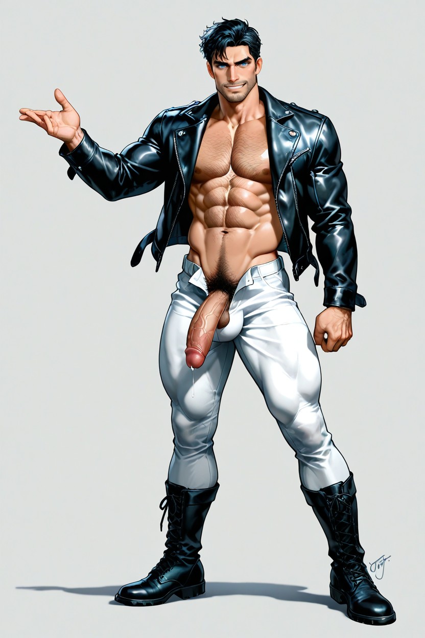 Standing, Showing His Thick, Fit AI Gay Porn