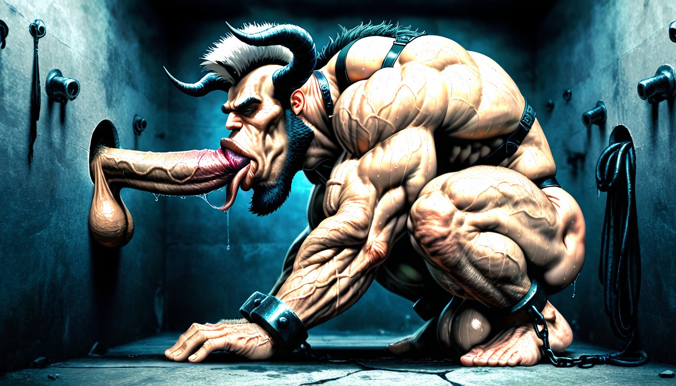 Hyper Calves, Realistic Style, Blowjob (3rd Person) AI Gay Porn