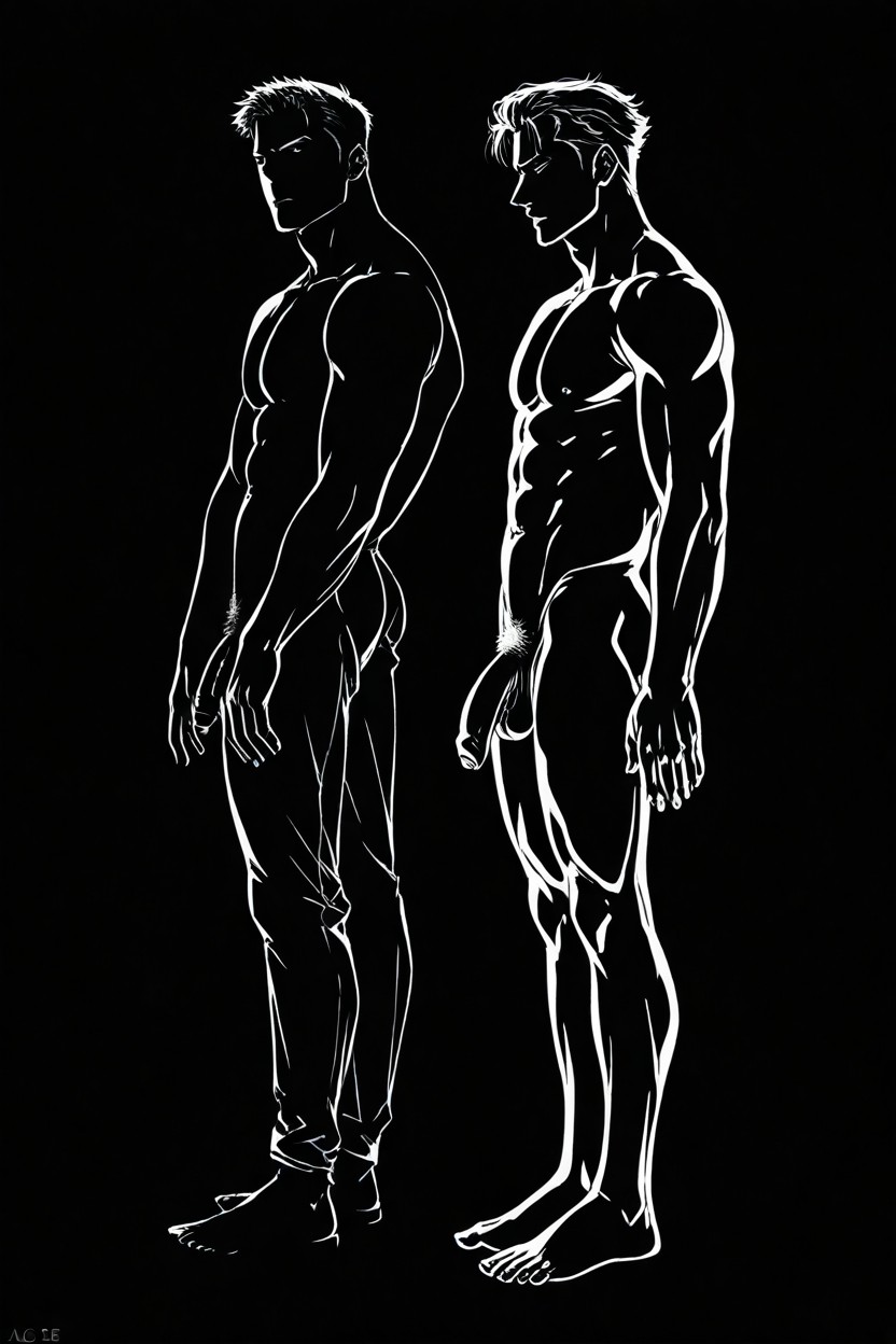 K, Monochrome, Simple Black Background AI Gay Porn