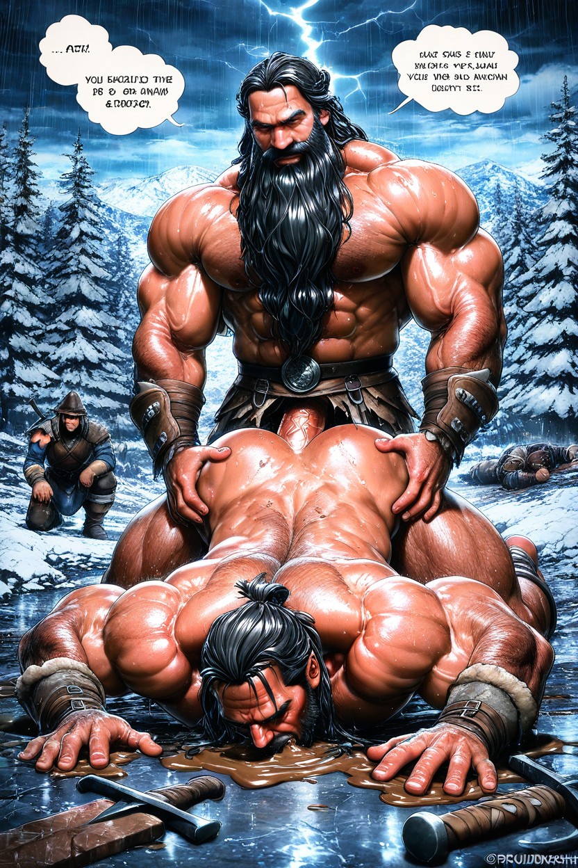 Hyper Muscular Body, Mud, Only Men AI Gay Porn