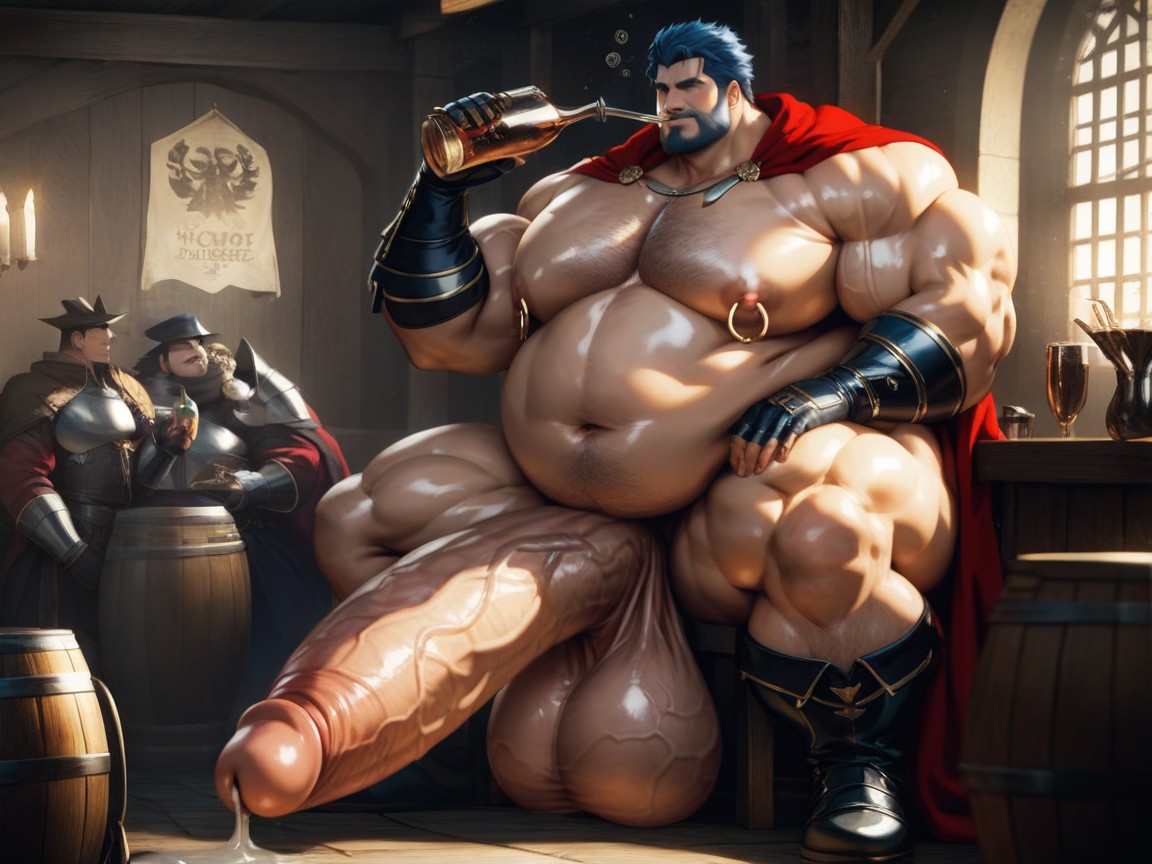 사이드뷰, Hyper Long Gigantic Veiny Cock, Absurdly Long Oversized Erect Penis 게이 AI 포르노