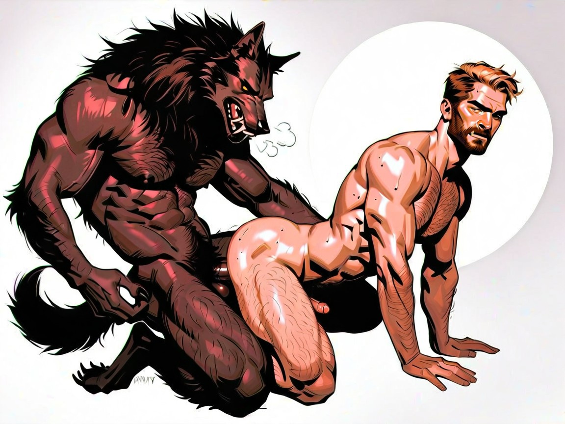 Furry, Breathing Heavy, Dangling Brown Balls AI Gay Porn