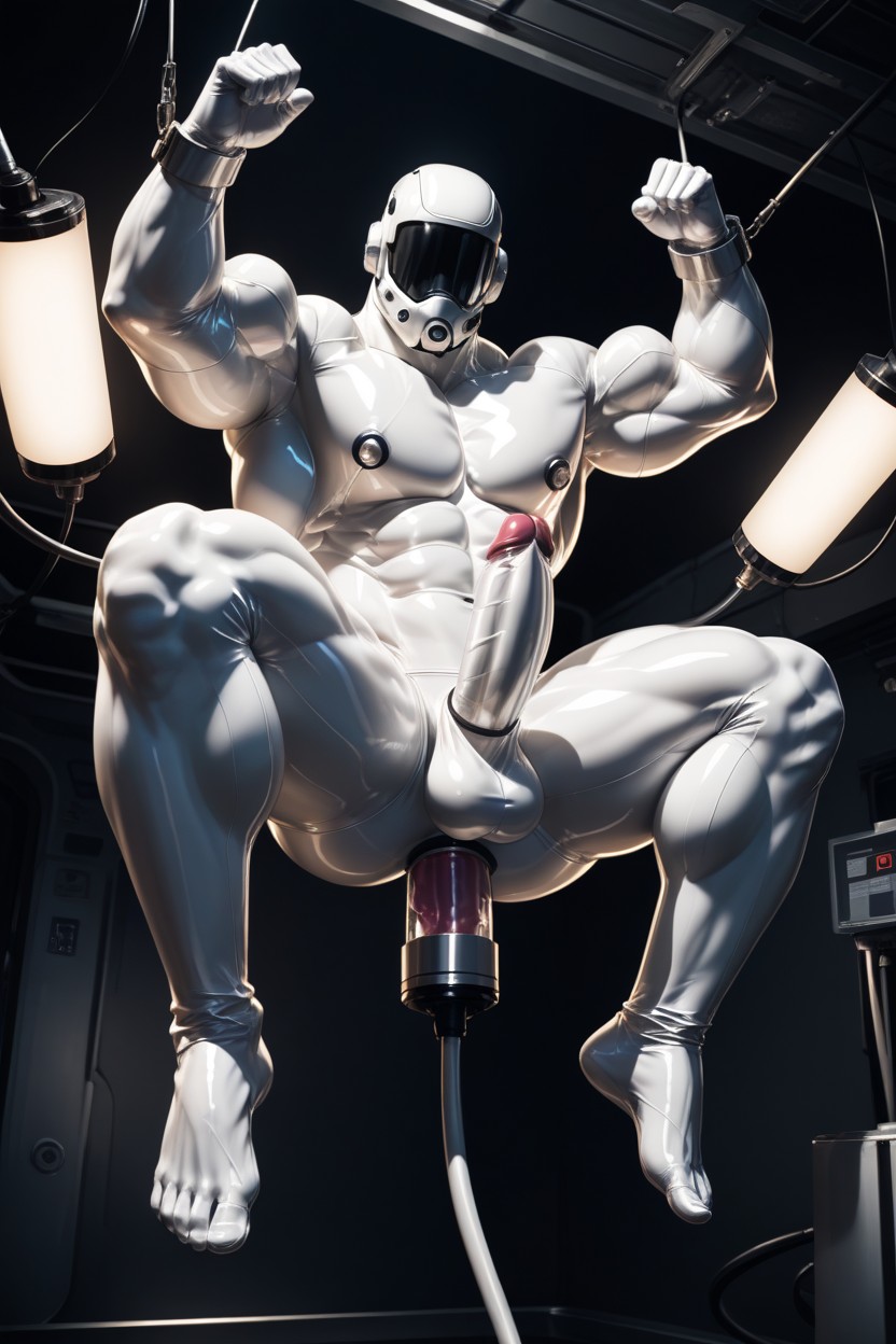 Latex Skin, Hanging Feet From The Ceiling, White Body ゲイAIポルノ