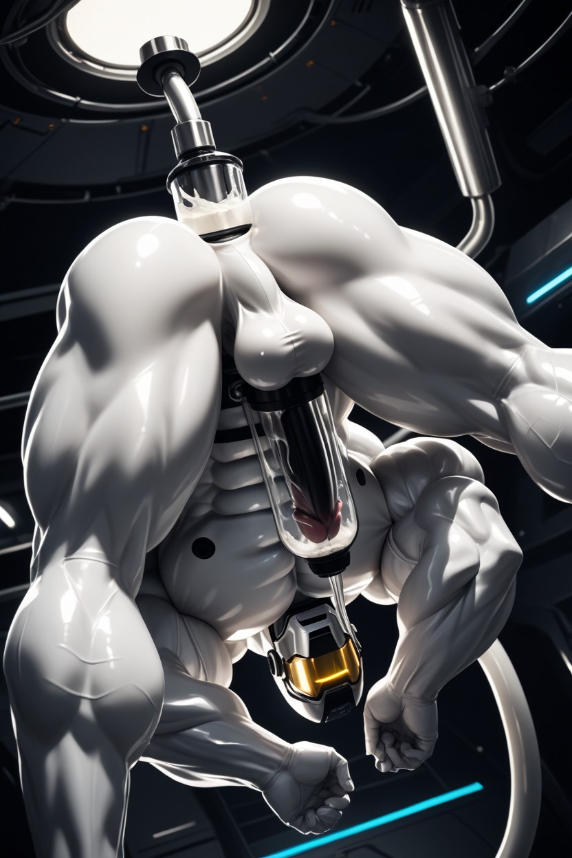 Glossy Surface, Large Pecs, Silicone Skin 게이 AI 포르노