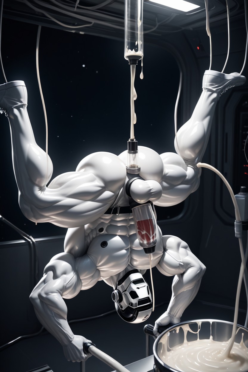 Cum Spraying Everywhere, White Body, Milking Machine 게이 AI 포르노