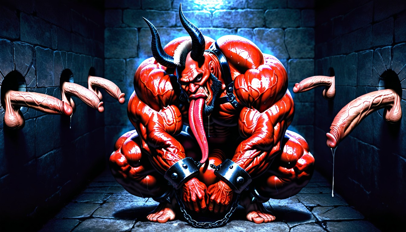 Huge Jaw, Tongue Out, Veiny Muscles 게이 AI 포르노