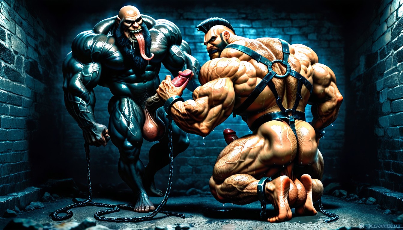 Muscular Pecs, Detailed Muscles, Shaved Penis ゲイAIポルノ