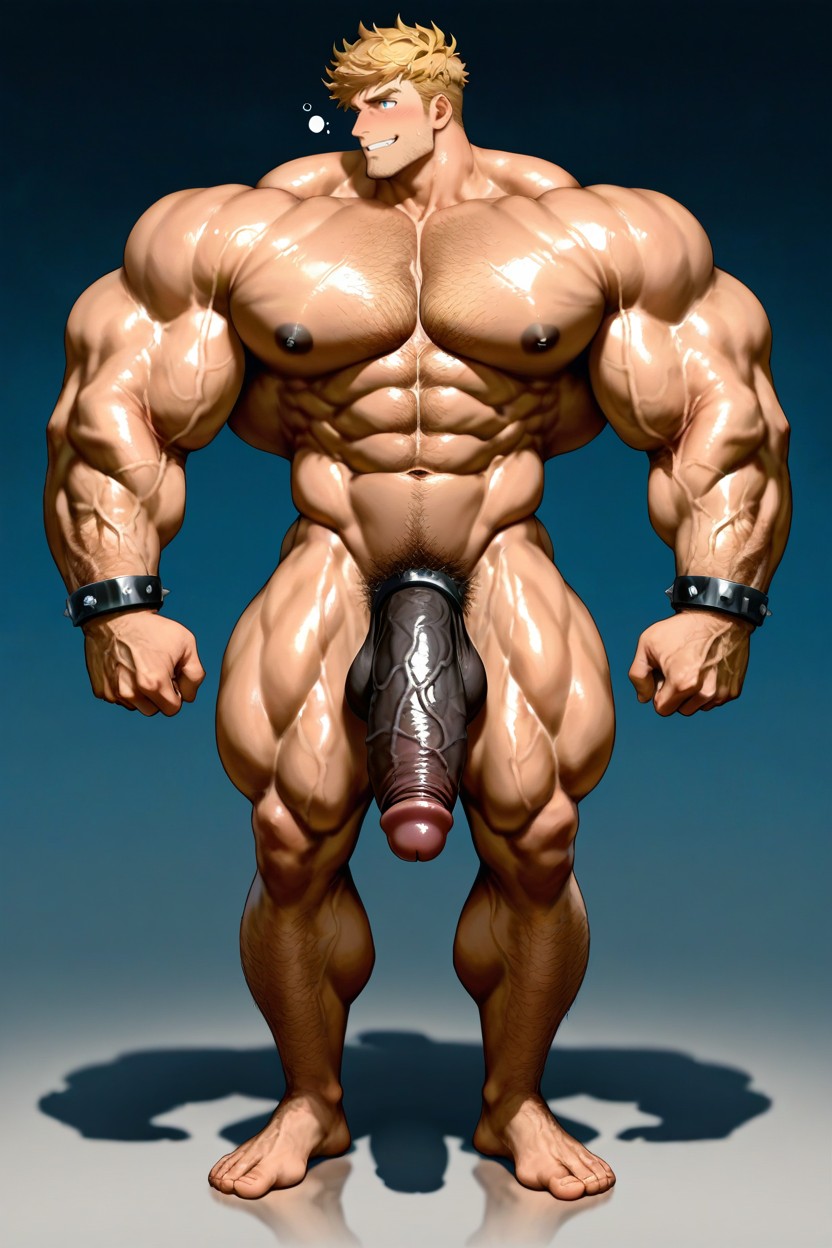 Bodybuilders, Swinging His Arms, Oversized Muscles AI Gay Porn