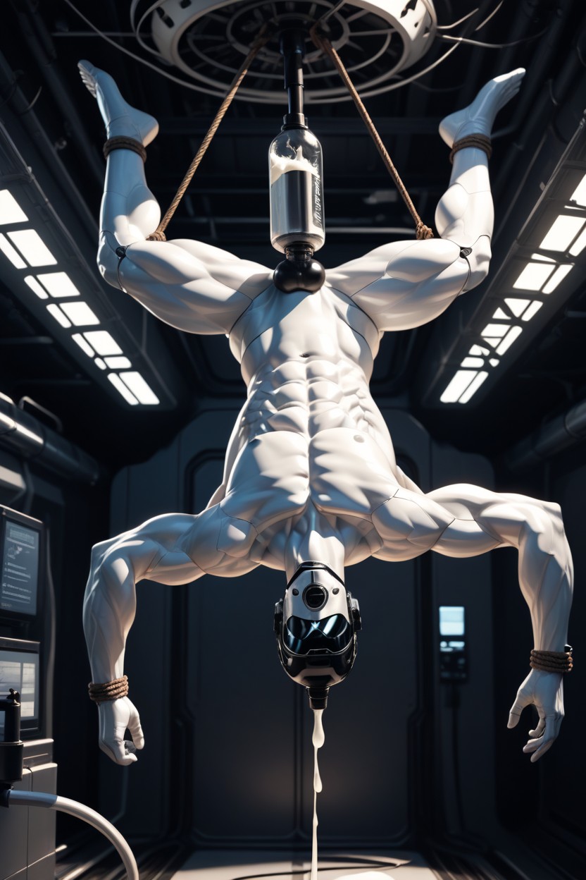 Too Big To Fit, Well-defined Abs, Black Accents AI Gay Porn
