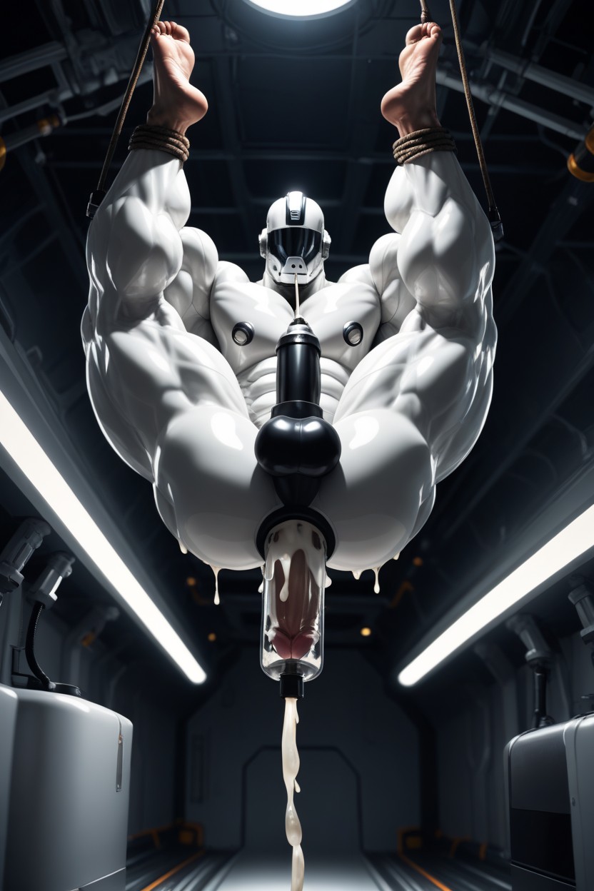Excessive Cum, Large Pecs, Robotic Face AI Gay Porn