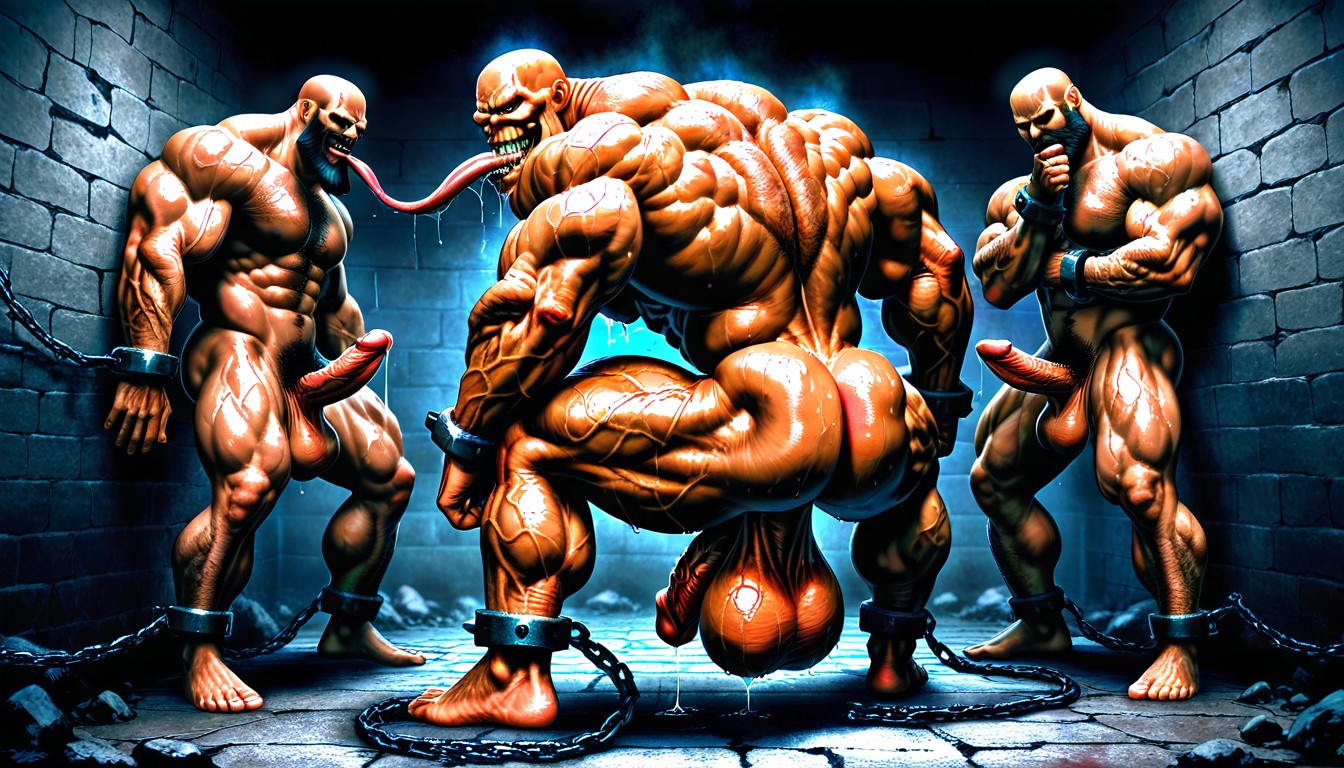Huge Jaw, One Leg Bent, Correct Anatomy AI Gay Porn