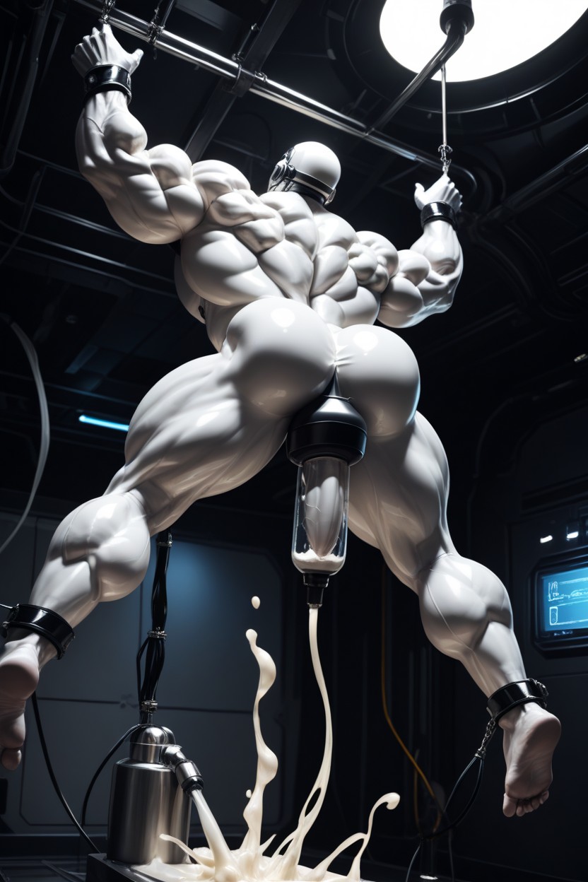 Hands Tied Behind Back, Large Pecs, Restrained AI Gay Porn