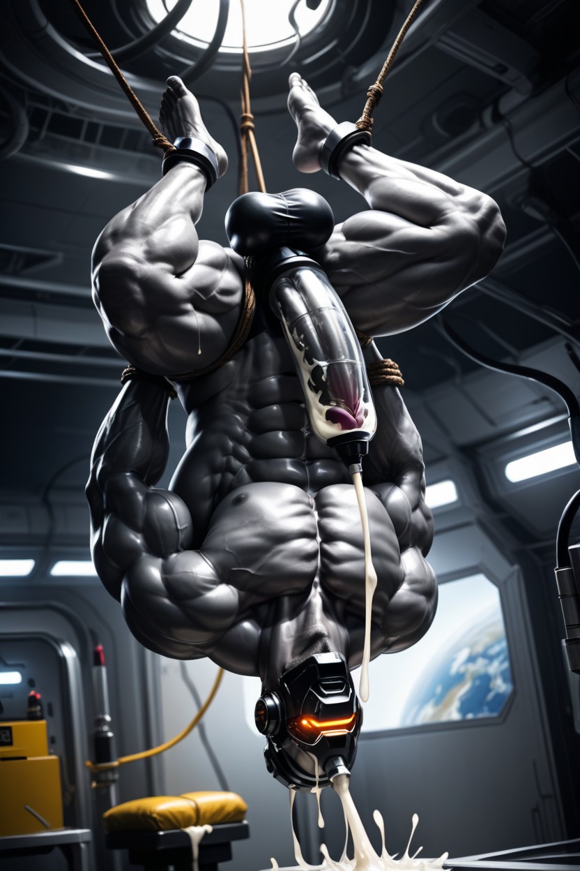 Cumshot, Well-defined Abs, Whole Body Is Gray AI Gay Porn