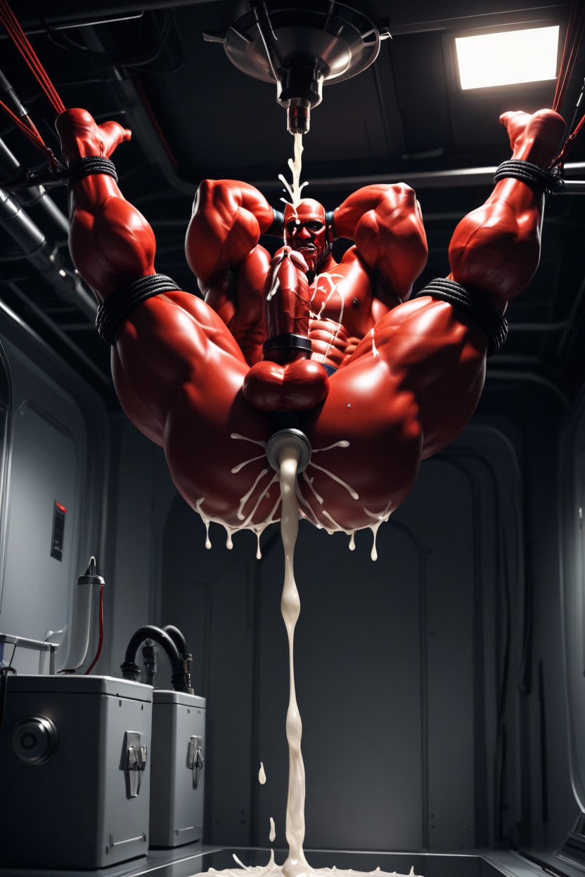 Muscular, Huge Muscle, Red Skin AI Gay Porn