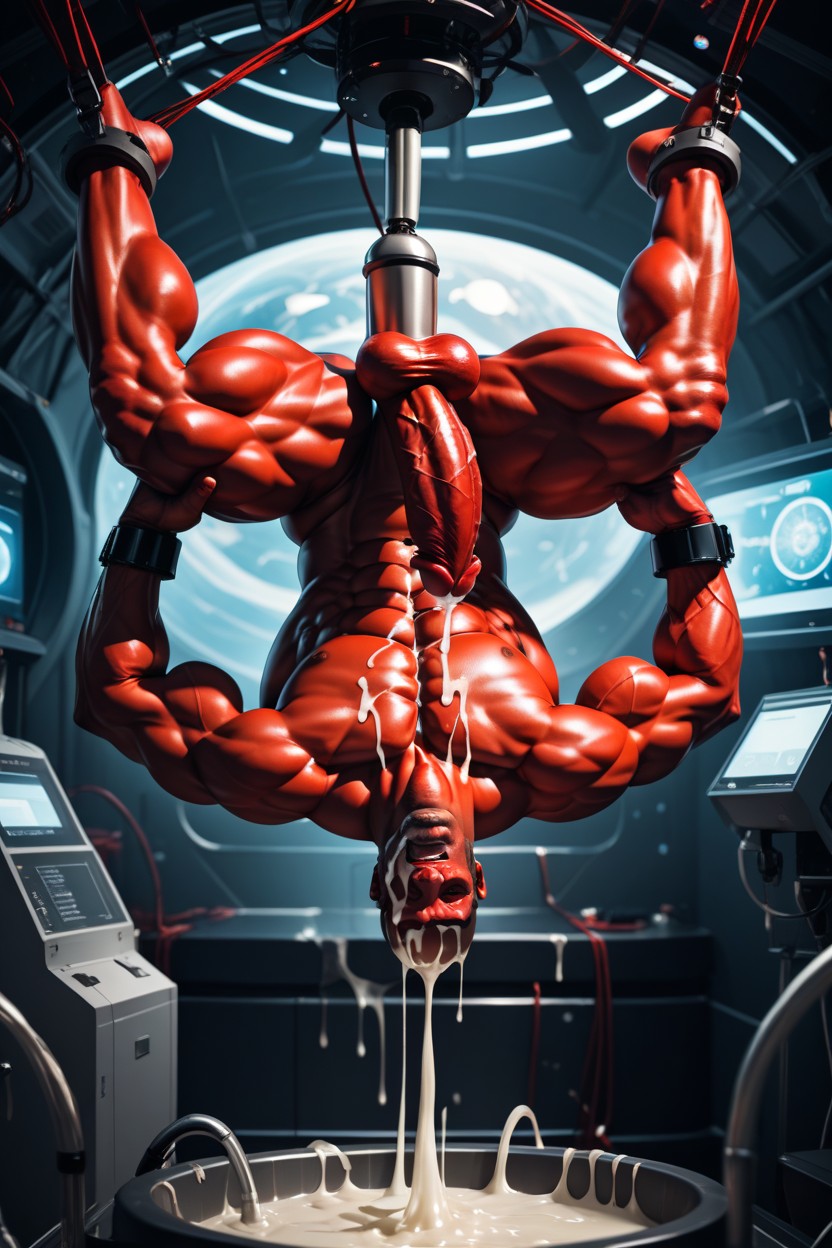 Cum On Chest, Rubber Ass, Milking Machine AI Gay Porn