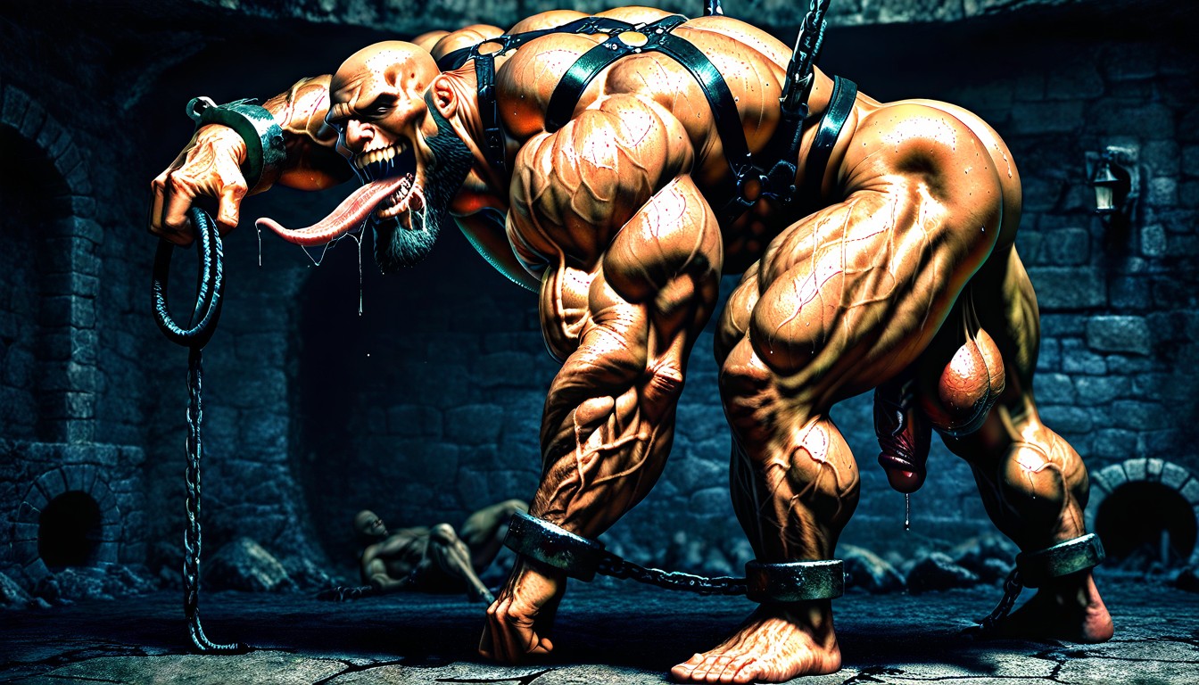Muscular Pecs, Bald, Showing Back AI Gay Porn