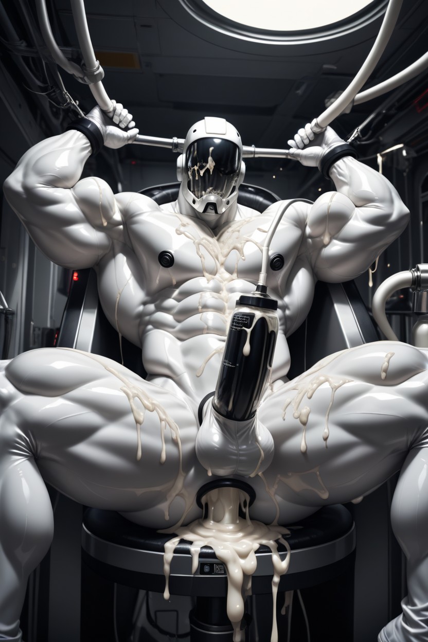 Silicone Ass, Cum On Clothes, White Body AI Gay Porn