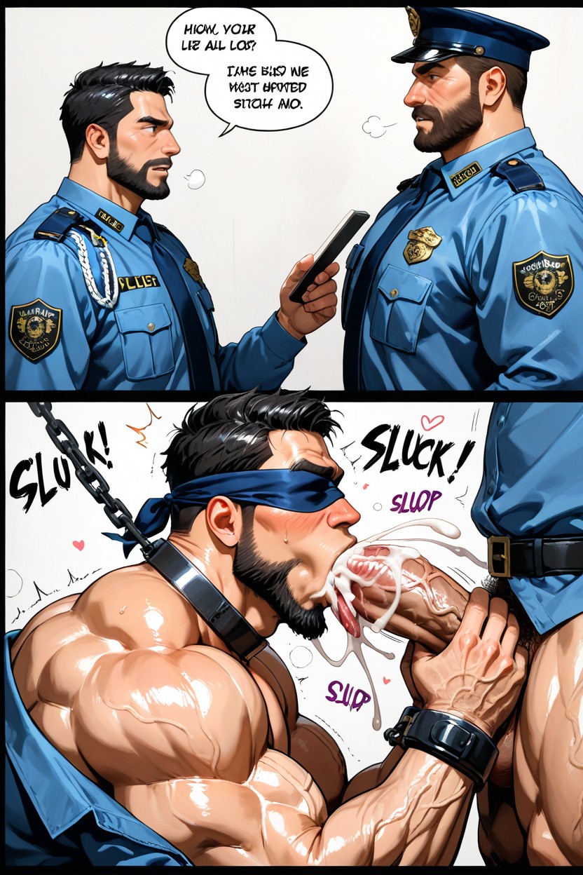 Open Clothes, Police Is Blindfolded In Second Panel, Sound Effect AI Gay Porn