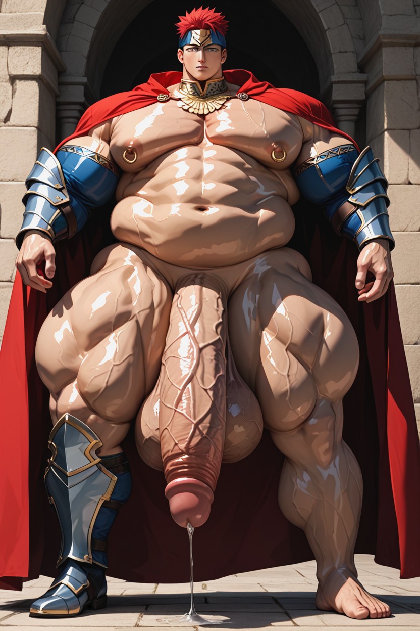 Huge Hyper Pecs, Hyper Long Gigantic Veiny Cock, Red Cape AI Gay Porn