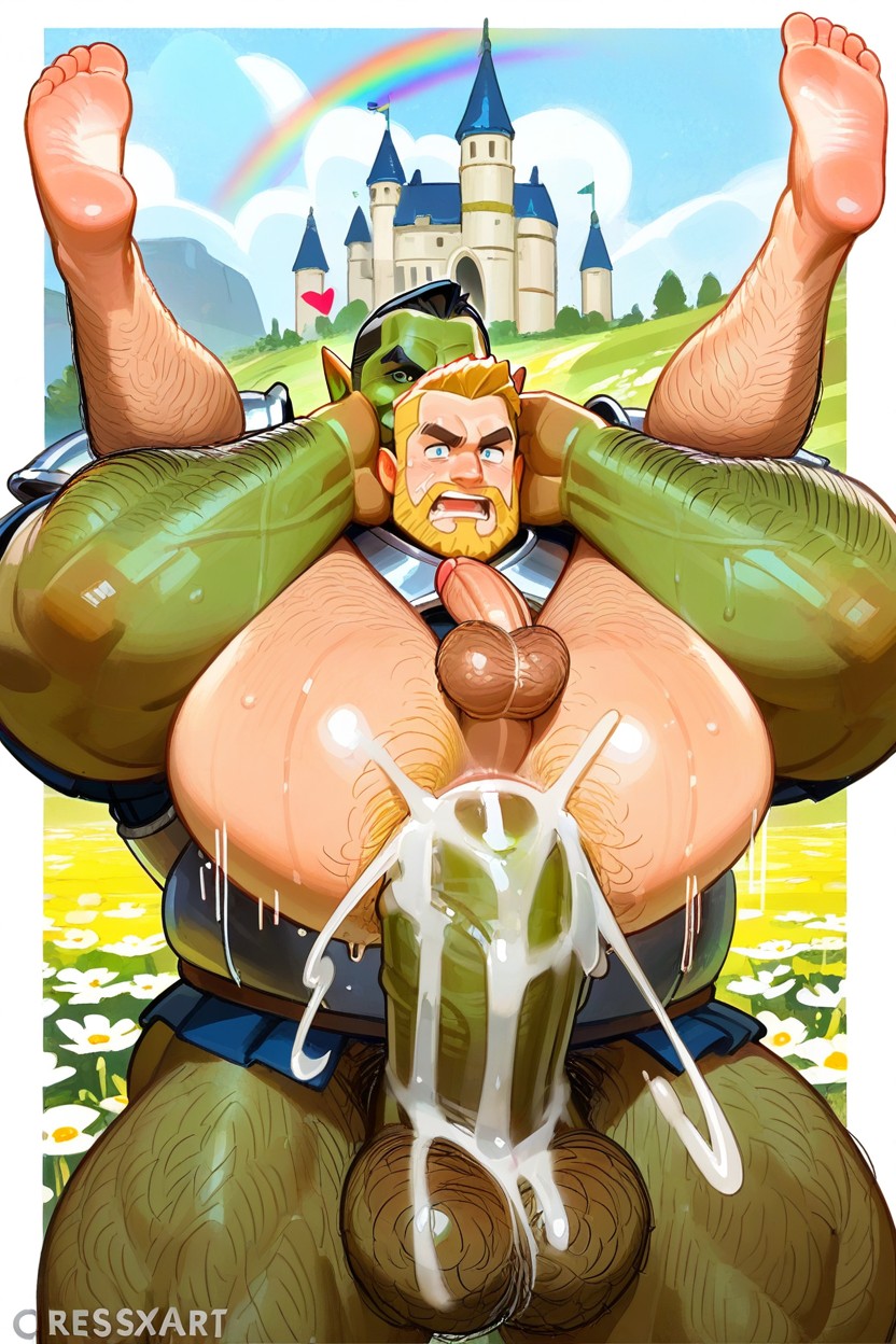 Rounded White Border, Armour, Hairy Balls AI Gay Porn
