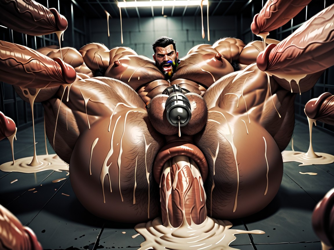 Oiled Skin, Sweaty, Front View AI Gay Porn