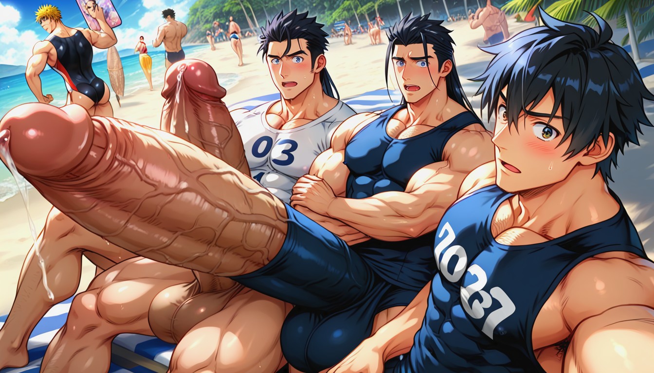 Dick On Chest, ブルーアワー, 腰に手を当てる ゲイAIポルノ
