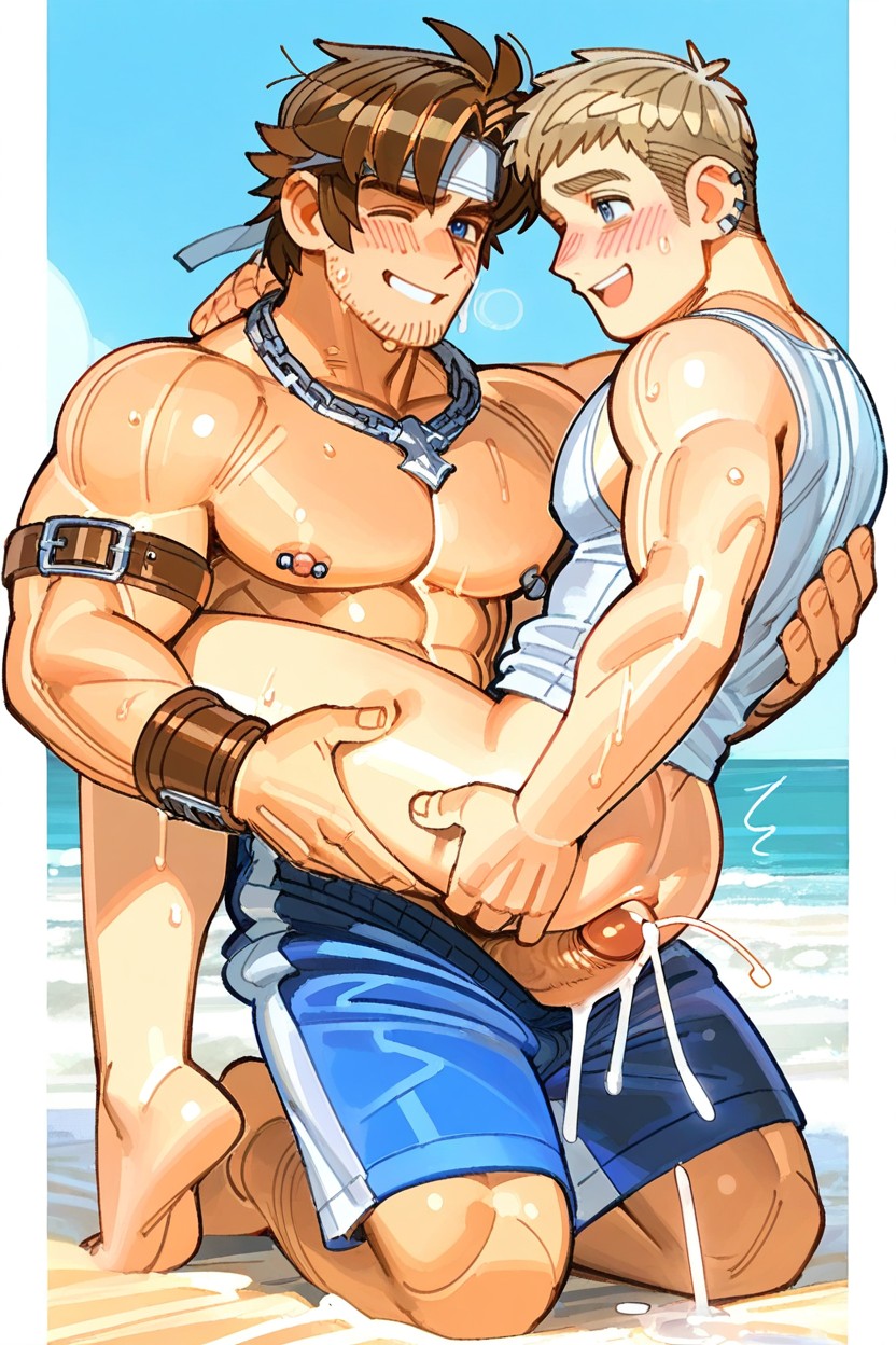 Wamudraws Style, Sexy Muscular Hunk, Side View Porno IA Gay