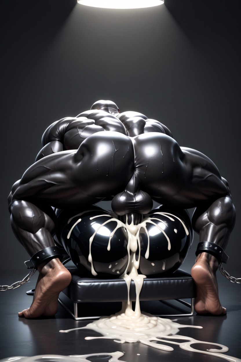 Silicone Ass, Black Rubber, Glossy Latex Muscles AI Gay Porn