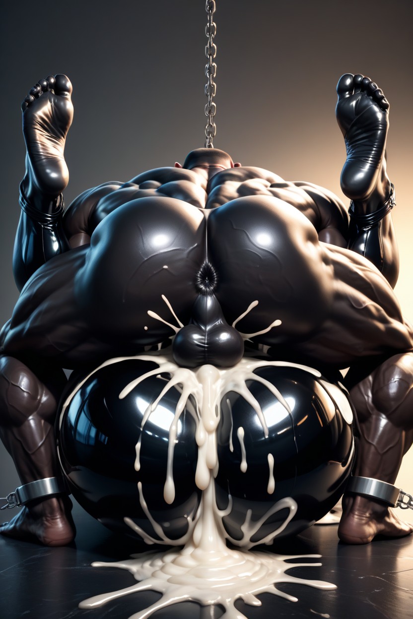 Rubber Skin, Black Body, Digital Face 게이 AI 포르노