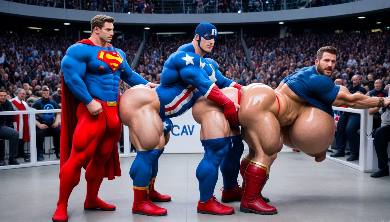 Superman And Captain America Embarrassed, Hyper Pecs, Huge Arms Porno IA Gay