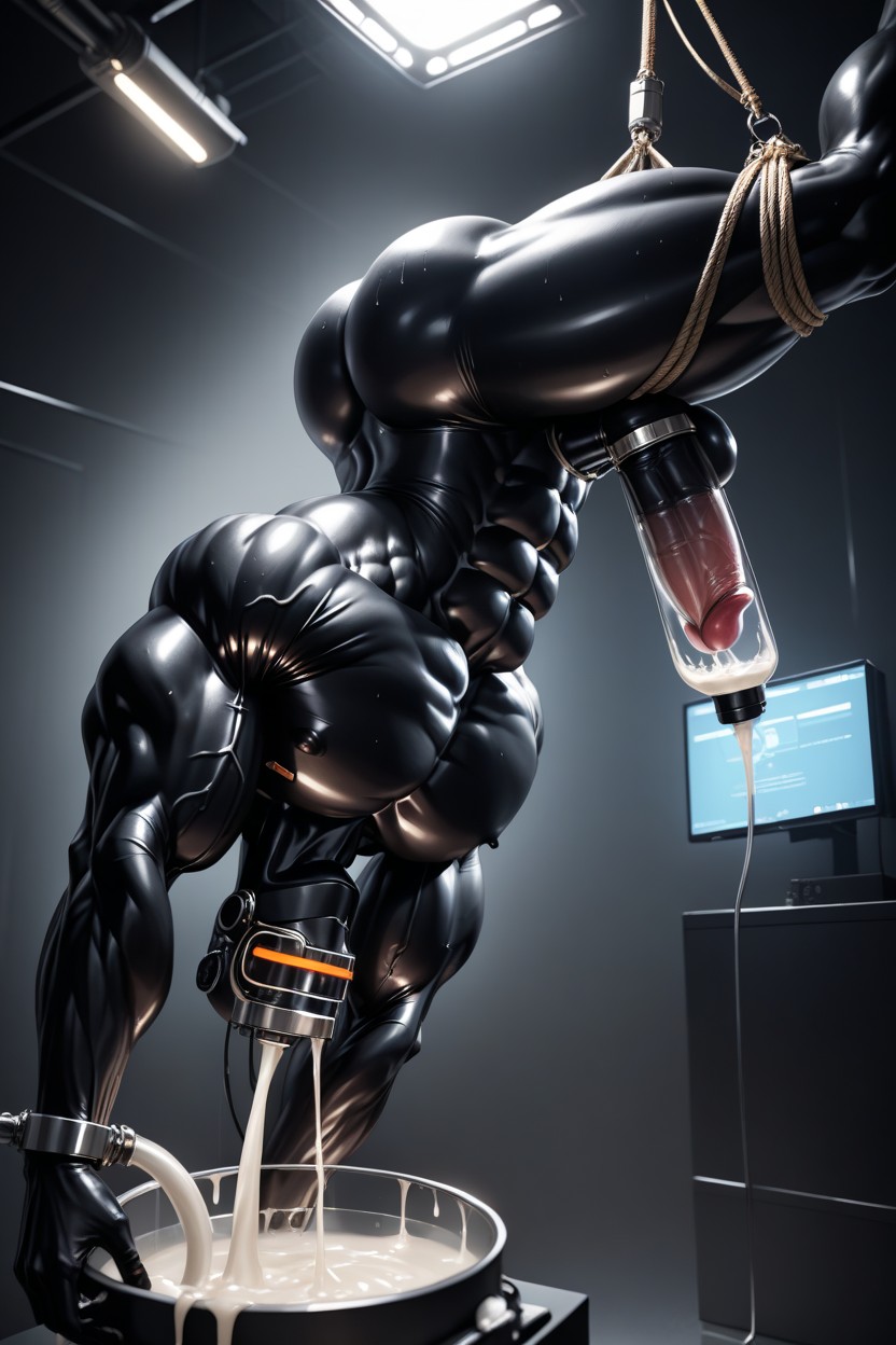 Suction Pump Around Penis, Robotic Face, Xxl Oversized Huge Muscle Porno IA Gay