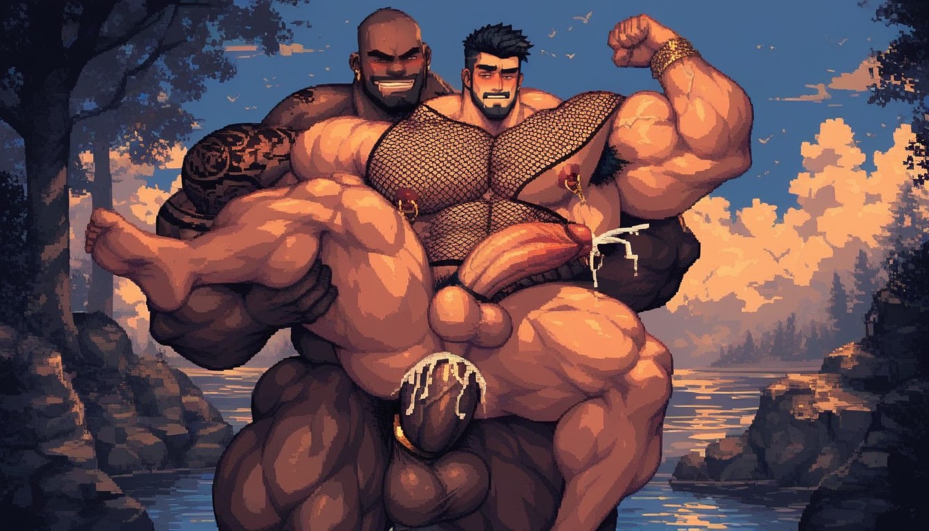 Strong Hug, Brown Eyes, Fishnet Shirt Pornografia gay com IA
