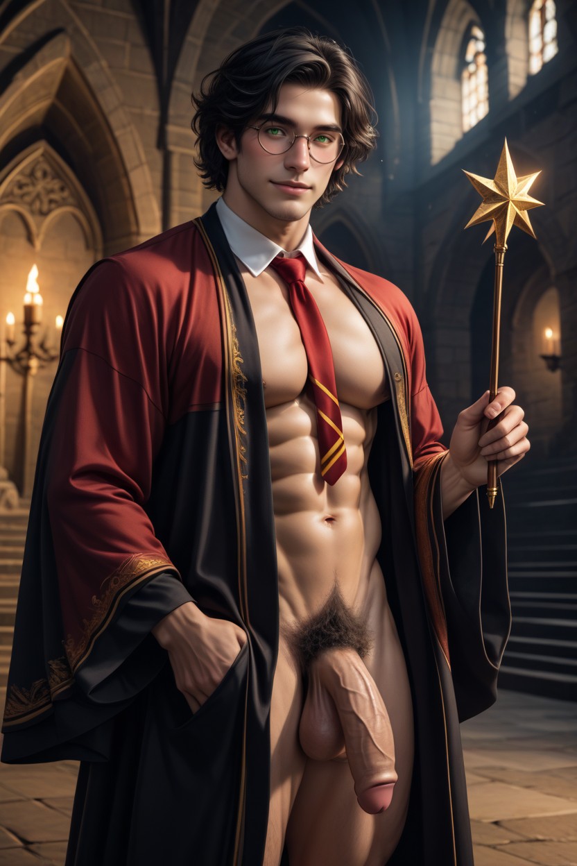 Foreskin, Gryffindor Necktie, Round Pecs AI Gay Porn