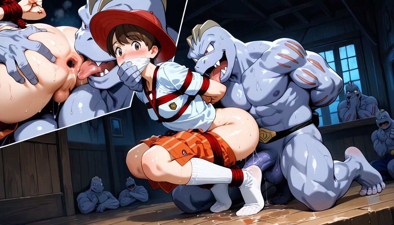 Face Sitting On Machoke, Side View, 望向觀眾 AI同性戀黃片