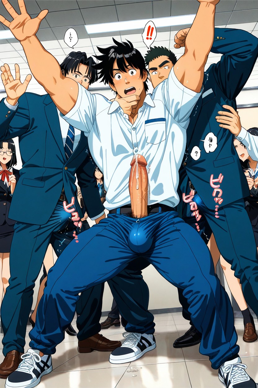 Male Only, Strong Lines, Black Hair AI Gay Porn