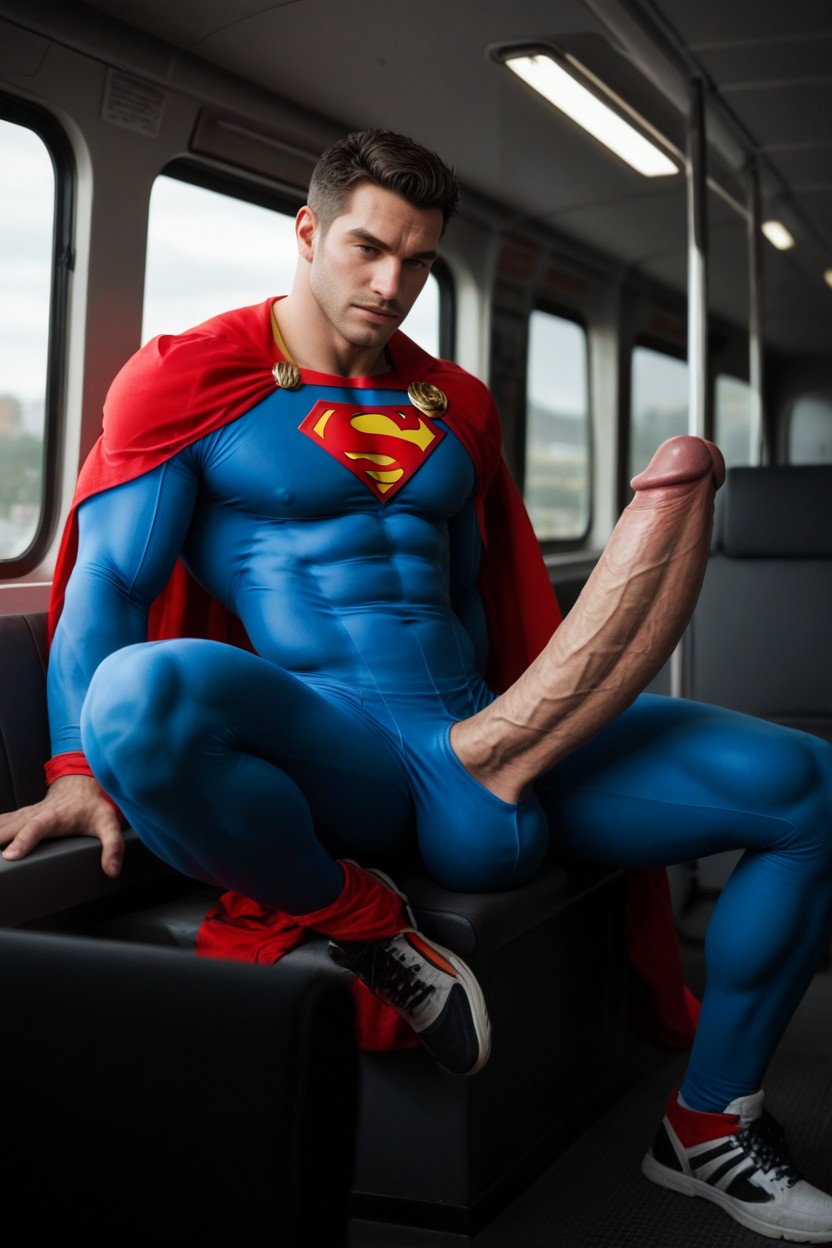 25+, Blue And Red Suit, Large Biceps ИИ гей порно