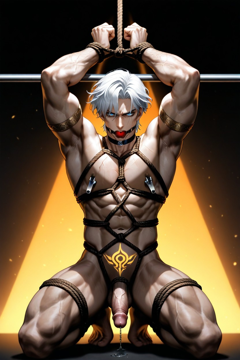 Wrists Bound To Horizontal Bar, 捆縛, 全身 AI同性戀黃片