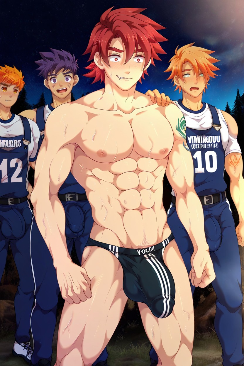 咬唇, Yoichi Purple Hair, All Eyes On Their Lower Bodies AI同性戀黃片