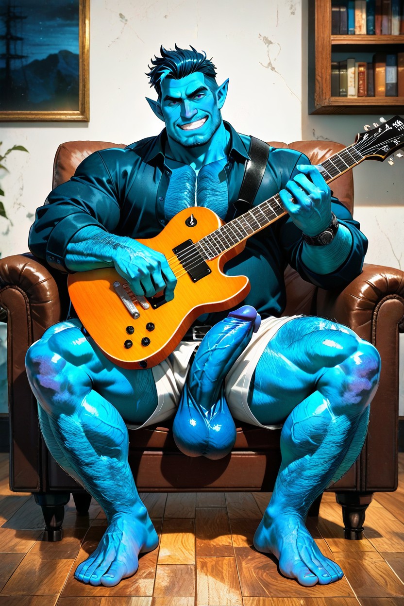Very Hairy Crotch And Chest, 厚い, Totally Naked ゲイAIエロ