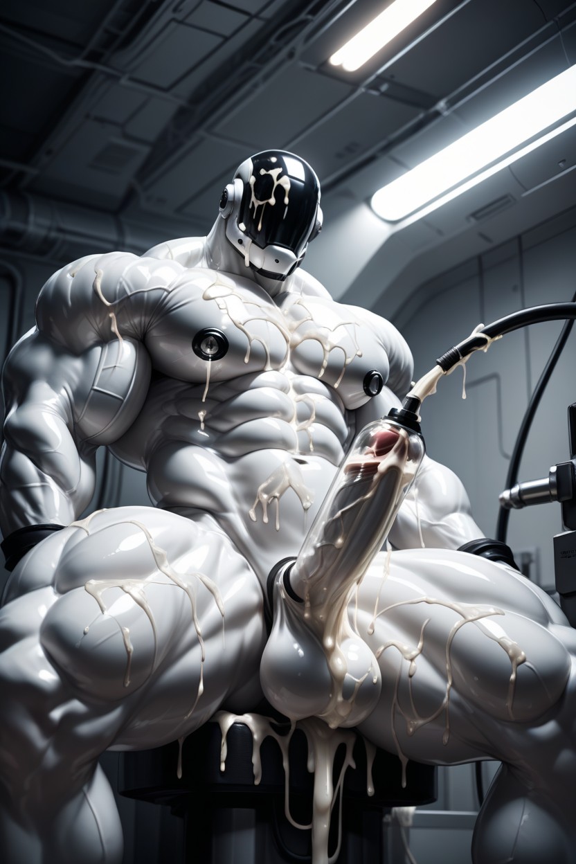 Spreading Legs, White Body, Silicone Skin Porno IA Gay