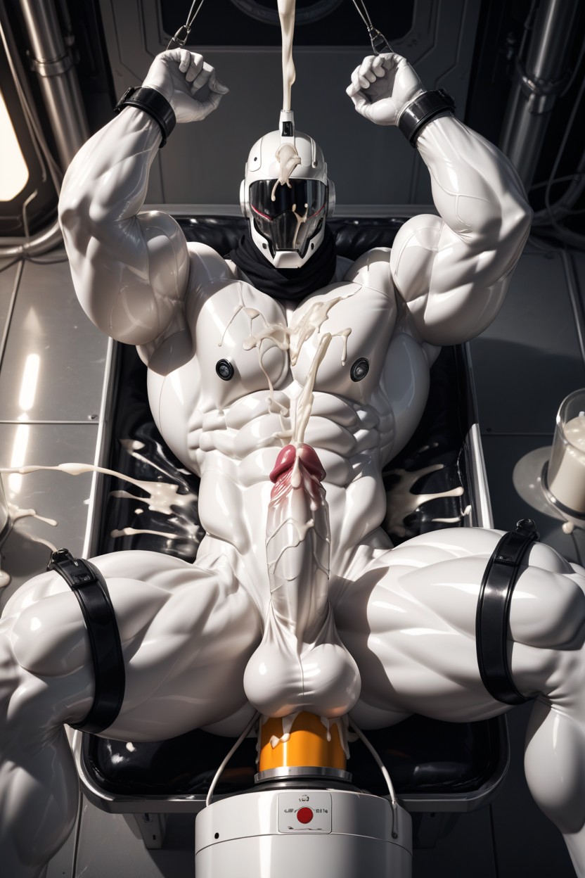 Cum On Stomach, Excessive Cumshot, Milking Machine AI Gay Porn