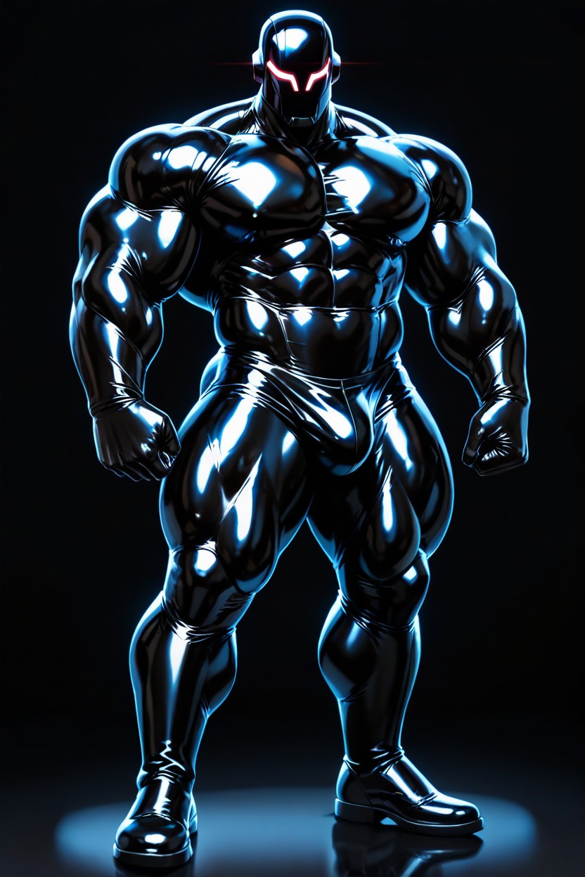 立つ, The Receiving Man's Pecs Flexing And Enveloping The Buried Helmet, Extreme Fetish Pec Burying And Muscle Worship Scene ゲイAIポルノ