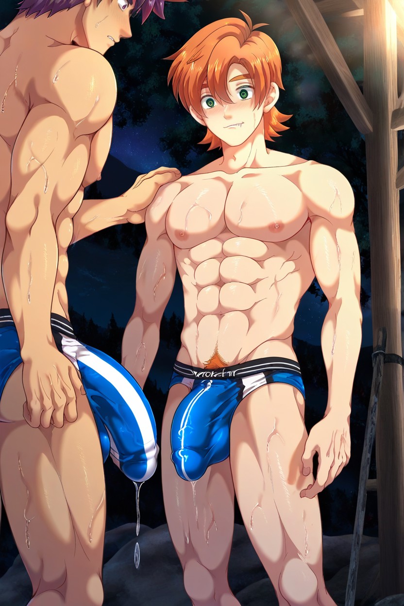 Throng Underwear, 流大汗, Yoichi Purple Hair AI同性戀黃片