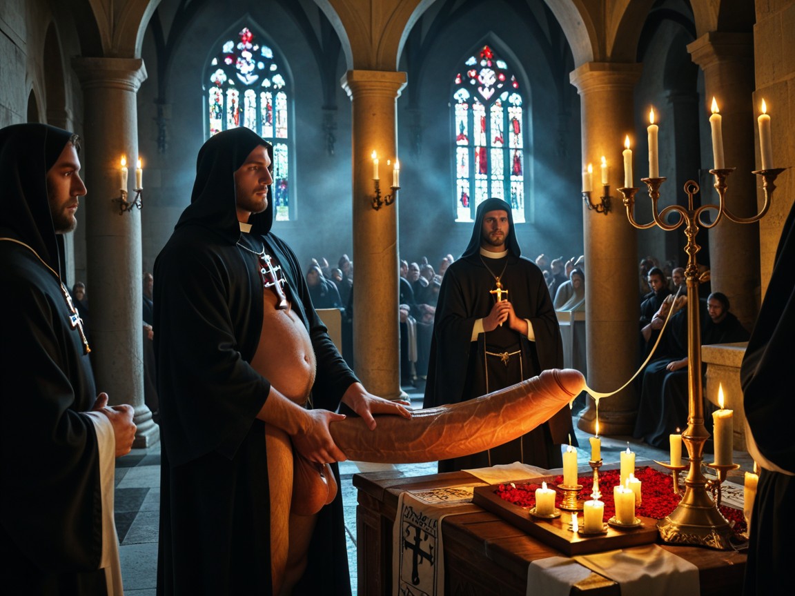 Huge Hyper Cock In The Middle Of Religious Altar, Spiritual Ceremony, Males Only Porno IA Gay