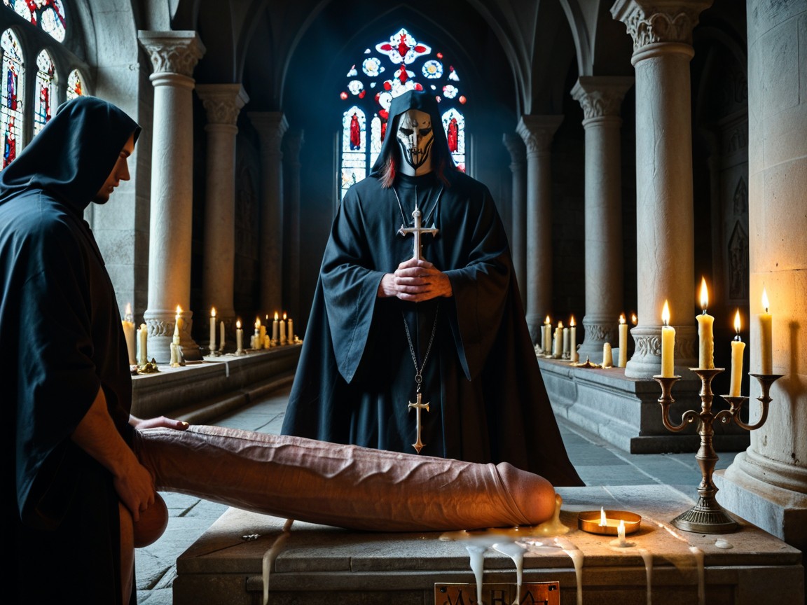 Massive Enormous Giant Hyper Cock, Alter, Huge Hyper Cock In The Middle Of Religious Altar AI同性恋黄片